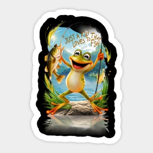 Aquatic Friendship: Frog With Fish on Water Sticker